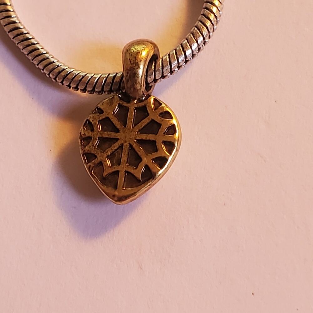 Lucky Brand Heart Shape double silver chain adjustable necklace Great condition - Picture 4 of 14